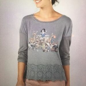 Disney X Lauren Conrad Snow White Lace Hem Long Sleeve Shirt Women's Size Small